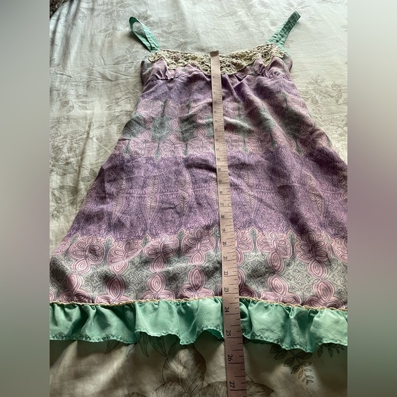 Anthropologie Feather Bone 100% Silk Purple Mini Slip Dress Small Fairycore - Picture 8 of 8